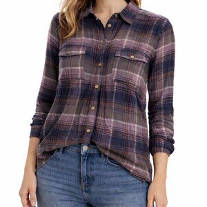American Eagle Outfitters Blue/Purple Plaid Fit Shirt Size S
